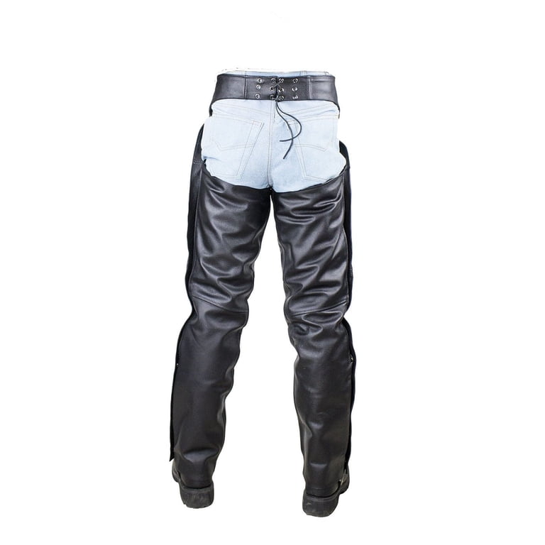 Dream Apparel Black Motorcycle Leather Chaps for Men Women  display picture 2