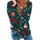 thumbnail image 2 of Pntutb, camiseta informal de manga larga con cuello en V de Navidad para mujer, blusa holgada con estampado de otoño, tops con cremallera Pntutb Pntutb-5377, 2 of 5