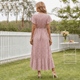 thumbnail image 4 of MLDRA Dress for Women Flower Floral Wedding Guest Dress V Neck Wrap Ruffle Sleeve Beach Skirt Casual 2026 Summer Pink, 4 of 6