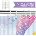 thumbnail image 3 of Mermaid Shower Curtain, Ocean Theme Pink Mermaid Tail Scales Coral Starfish Seashell Bathroom Curtain for Kids Girls 72x72 Inch Polyester Fabric Waterproof Bath Curtain with 12 Hooks, 3 of 6