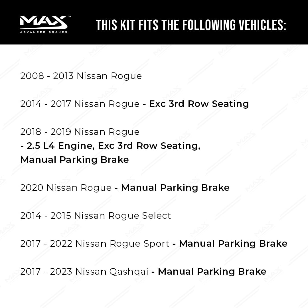 MAX Advanced Brakes - Brake Kit For 2008-2020 Nissan Rogue (Excl. 3rd Row Seating, MPB) | Carbon Ceramic Brake and Rotor Kit Front and Rear | Daily Performance Cross-Drilled Brake Rotors