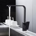 thumbnail image 5 of Rewera Grifo moderno para fregadero de cocina de una sola pieza de latón macizo pulido con una sola palanca, negro pulido, grifo mezclador para lavabo frío y caliente, 5 of 5