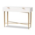 thumbnail image 1 of Baxton Studio Galia White Finished Wood and Gold Metal 1-Drawer Console Table, 1 of 10
