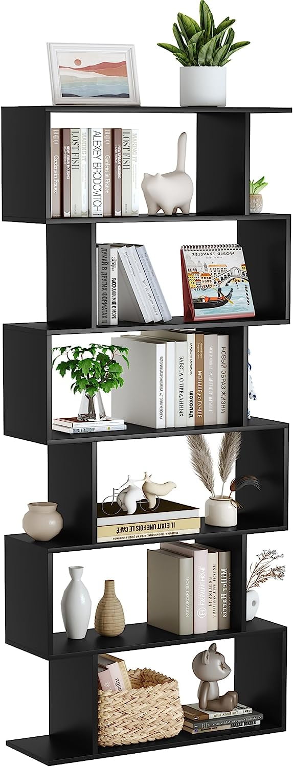 SHMAMT Bookshelf 5Tier, Geometric Bookcase S Shaped Book Shelves for