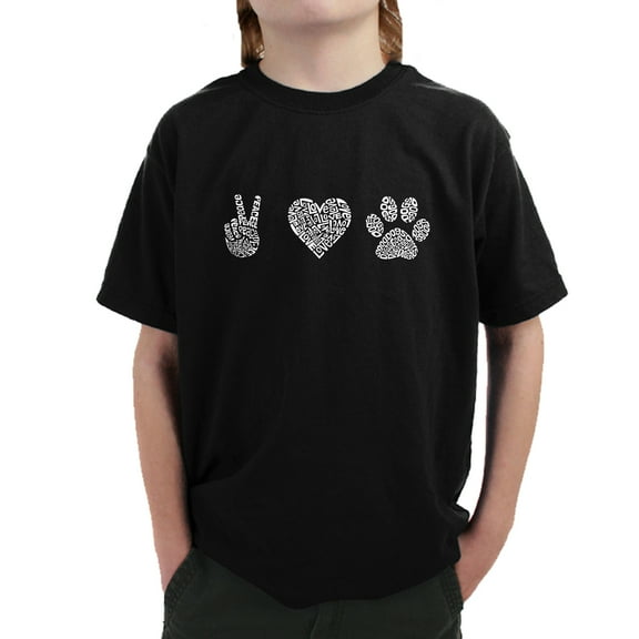 Boy's Word Art T-shirt - Peace Love Dogs