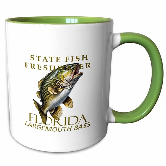 3drose, Florida Freshwater Fish Largemouth Bass, 11oz Two-tone Green Mug