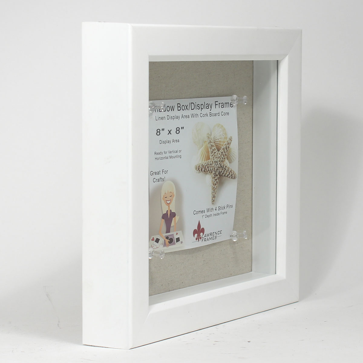 Lawrence Frames 8x8 White Shadow Box Frame - Linen Inner Display Board - image 3 of 3