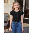 thumbnail image 6 of Arshiner Girls Summer Blouse Ruffle Short Sleeve Pleated Crewneck Casual Tops Tees Blouses, 6 of 6