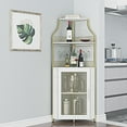 thumbnail image 5 of Aoile Corner Bar Cabinet, 5-Tiers Liquor Cabinet Bar with Adjustable Shelf & Glass Holder for Home, Gold, 5 of 7