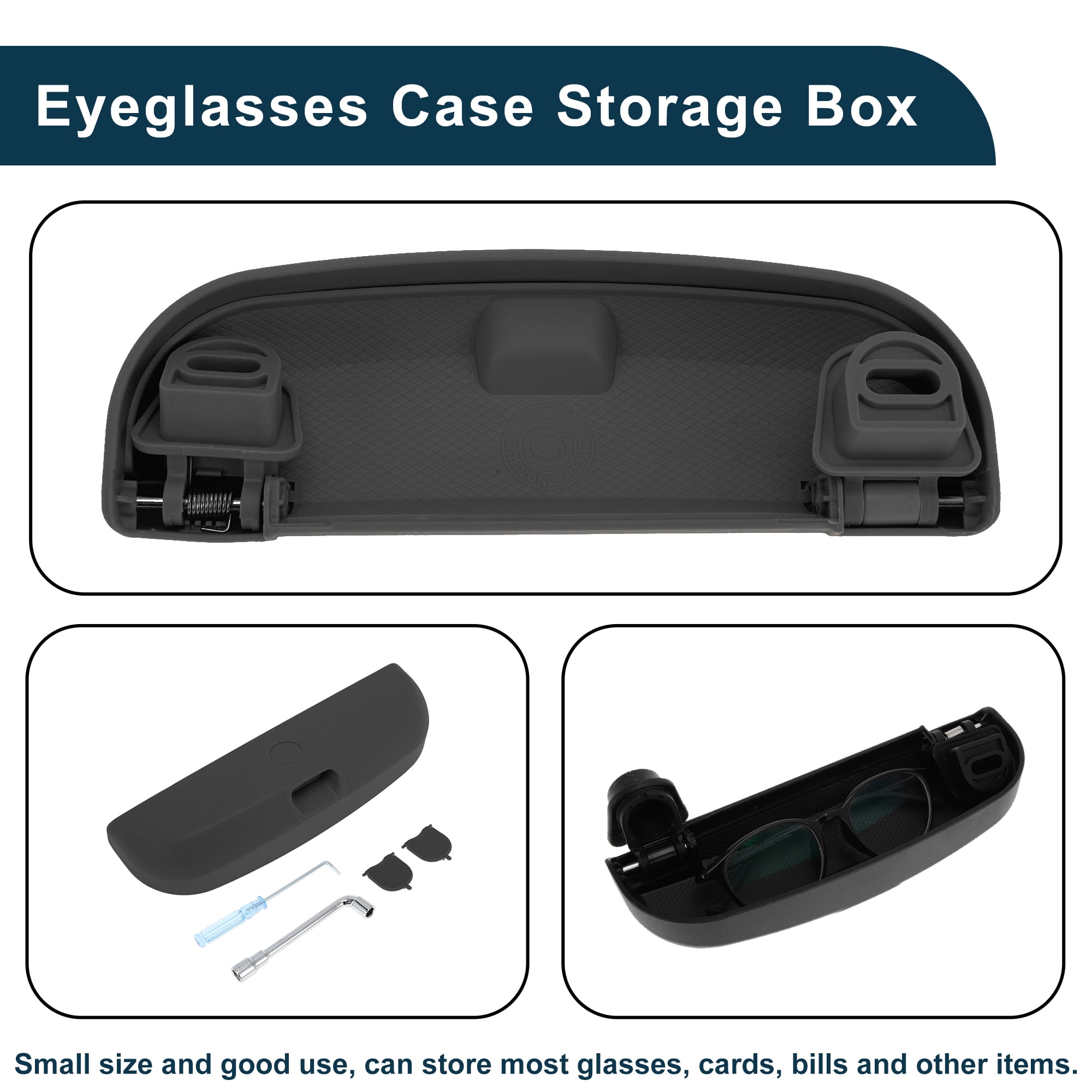 Unique Bargains Car Sunglasses Case for Volvo XC60 2016-2024 Eyeglasses Holder Storage Box Plastic Black 1 Set