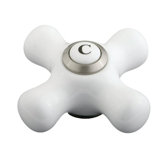 Kingston Brass Ksh395.Pxc Cold Porcelain Cross Handle, 3/8" X 16Pt - Nickel