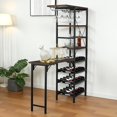thumbnail image 5 of ADVWIN Wine Rack Freestanding Floor, Home Bar Liquor Cabinet with Folding Table, Glass Holder, Free Standing Storage Shelves for Kitchen, Pantry, Rustic Gray, 5 of 7
