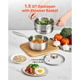 thumbnail image 2 of VEVOR 1.5 QT Saucepan with Steamer, Stainless Steel Saucepan with Glass Lid, Multipurpose Nonstick Stainless Steel Sauce Pot with Ergonomic Handle, Friendly for Oven, Dishwasher, Induction Cooker, 2 of 9