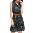 thumbnail image 4 of MODA NOVA Juniors Printed Half Placket Sleeveless Belted Dress, 4 of 7