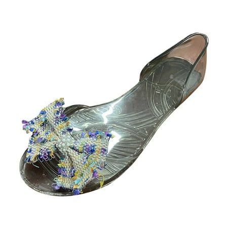 

Cathalem Women Shoes Fashionable Bow Knot Shiny One Foot Wears Flat Sandals And Slippers Purple 37