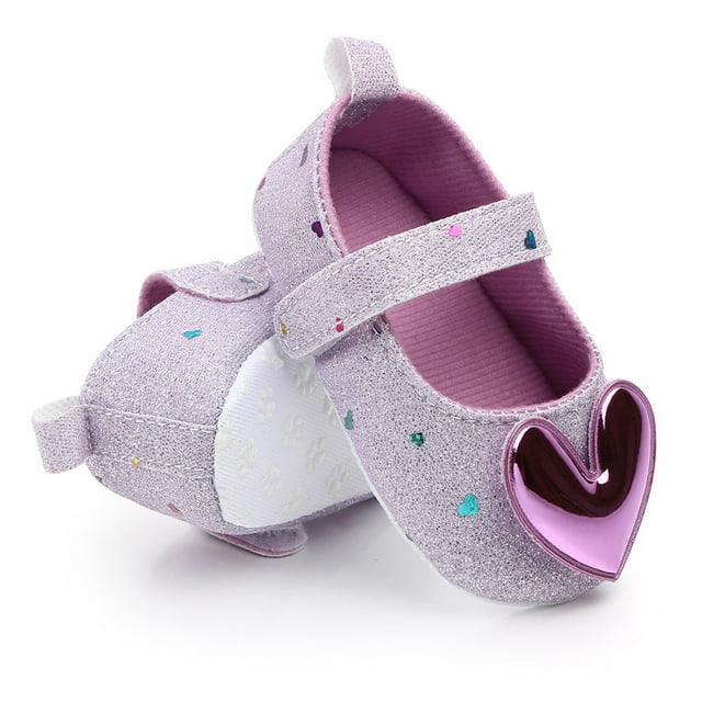 LSLJS Baby's First Walkers Chaussures de Marche pour Bébés Filles d'Intérieur à Semelle Souple en Forme de Cœur Princesse Shoes Baby, Chaussures pour Enfants