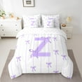 thumbnail image 2 of Castle Fairy Teens Boys Girls Bowknot Personalized Initial Z 7-Piece Bedding Comforter Set,Purple Geometric Stripes King Bedding Sets,Dreamy Princess Ultra Soft Bed Sheets,Microfiber Bedroom Decor, 2 of 8