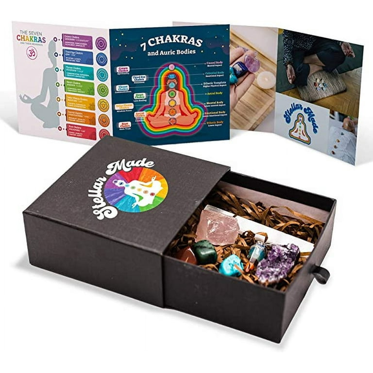 Chakra Crystal Set - 7 Healing Stones, 3 Crystals, Pendulum