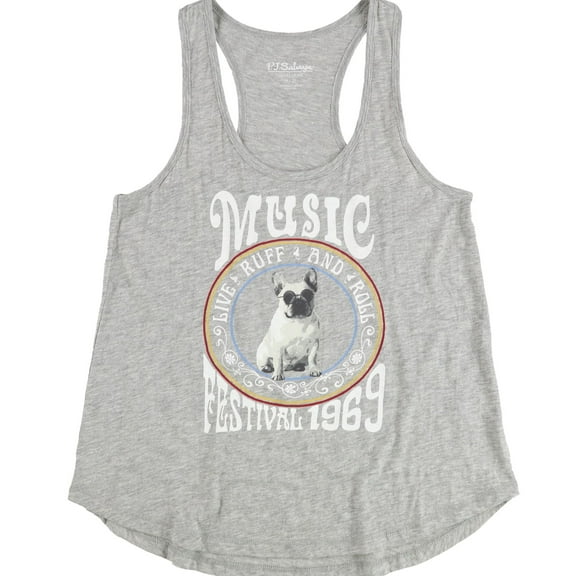P.J. Salvage Womens Live,Ruff,&Roll Pajama Sleep Tank Top, Grey, Small