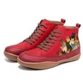 thumbnail image 2 of CEHVOM Women's Comfortable Booties Cat Print Leather Flat Heel Boots Retro Shoes, 2 of 3