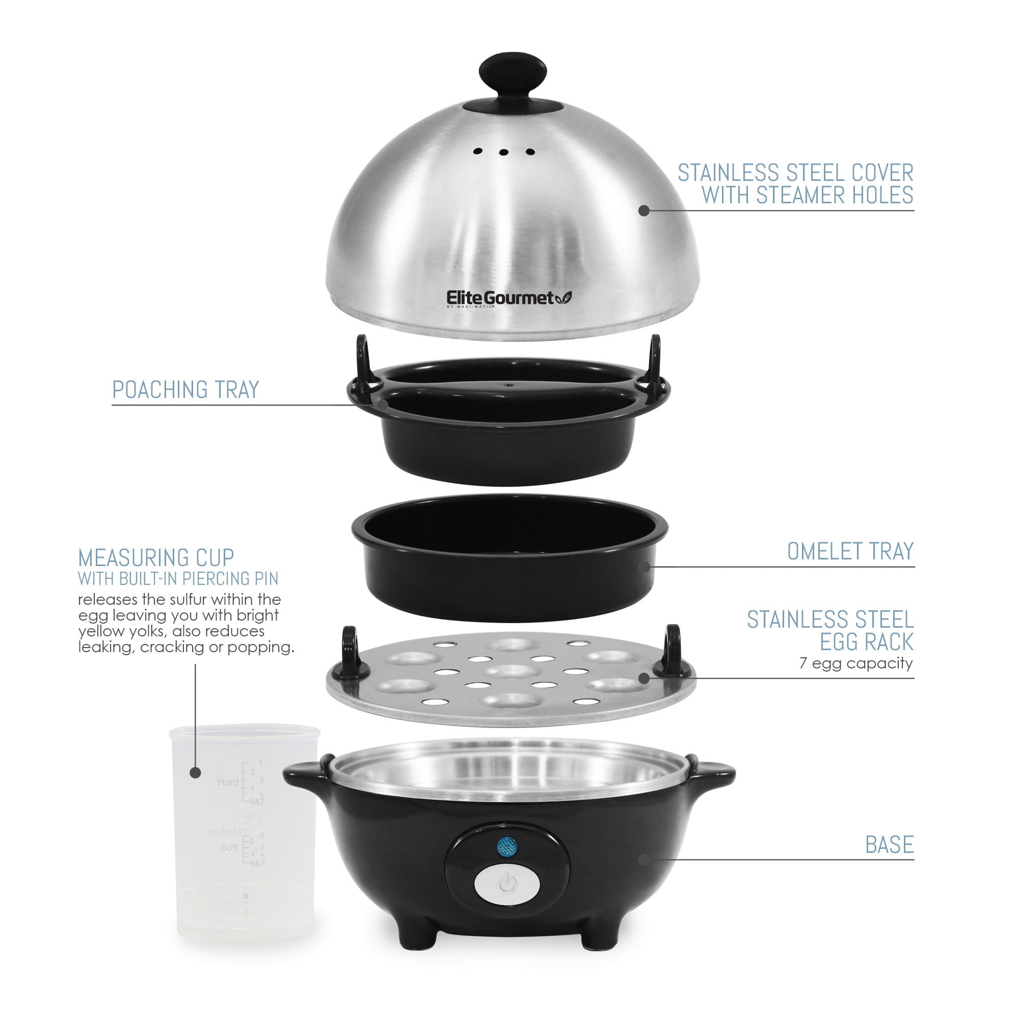 Elite Gourmet EGC648 Platinum Stainless Steel Automatic Egg Cooker