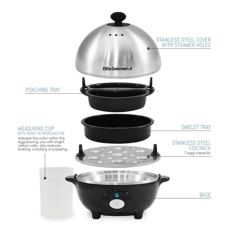 Elite Platinum Stainless Steel Automatic Easy Egg Cooker - Silver/Black, 1  ct - Baker's
