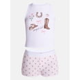 thumbnail image 5 of No Boundaries Sleepwear Ribbed Tank Top and Boxers Set from our Cloud Core Collection, 2 Piece, Women’s and Women’s Plus XXS-3X, 5 of 5