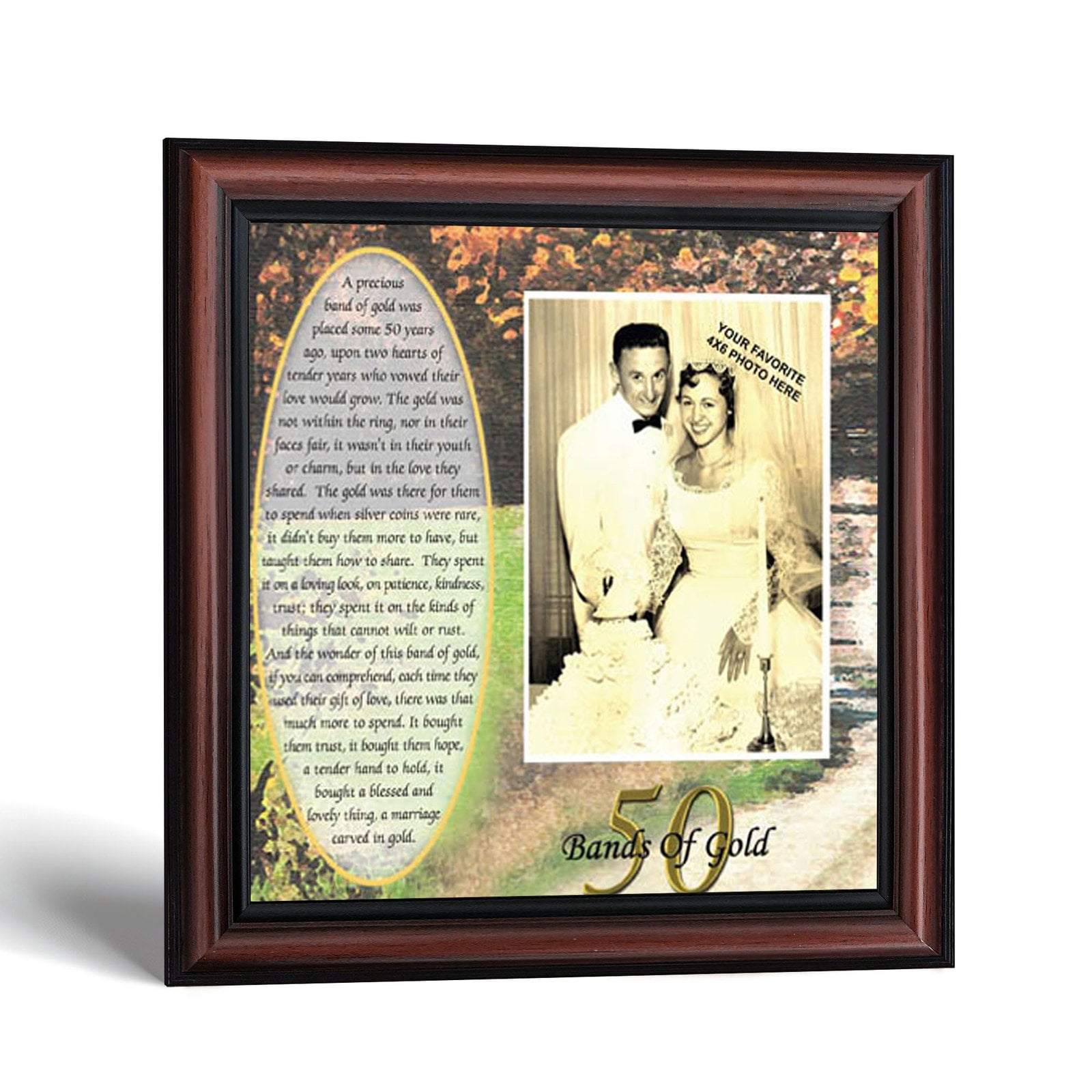 50th Anniversary Picture Frame, Golden Wedding Gift for Grandparents