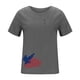 thumbnail image 1 of Mujeres Día de la Independencia Manga corta Casual Cuello redondo Impreso Botón suelto Túnica Camisa Blusa Tops Pompotops hkajfhjk467067, 1 of 5