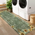 thumbnail image 3 of FairOnly 2'x6'Sunflower & Insects Runner Rug for Kitchen Hallway Stain Resistant Machine Washable Non Slip Mat for Entryway Laundry Bathroom,Green, 3 of 7