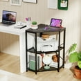 thumbnail image 4 of Patiojoy Support d'Imprimante d'Angle avec Prise de Courant, Étagère de Rangement à 3 Niveaux avec Tablette en Treillis Métallique Ajustable, Noir, 4 of 9