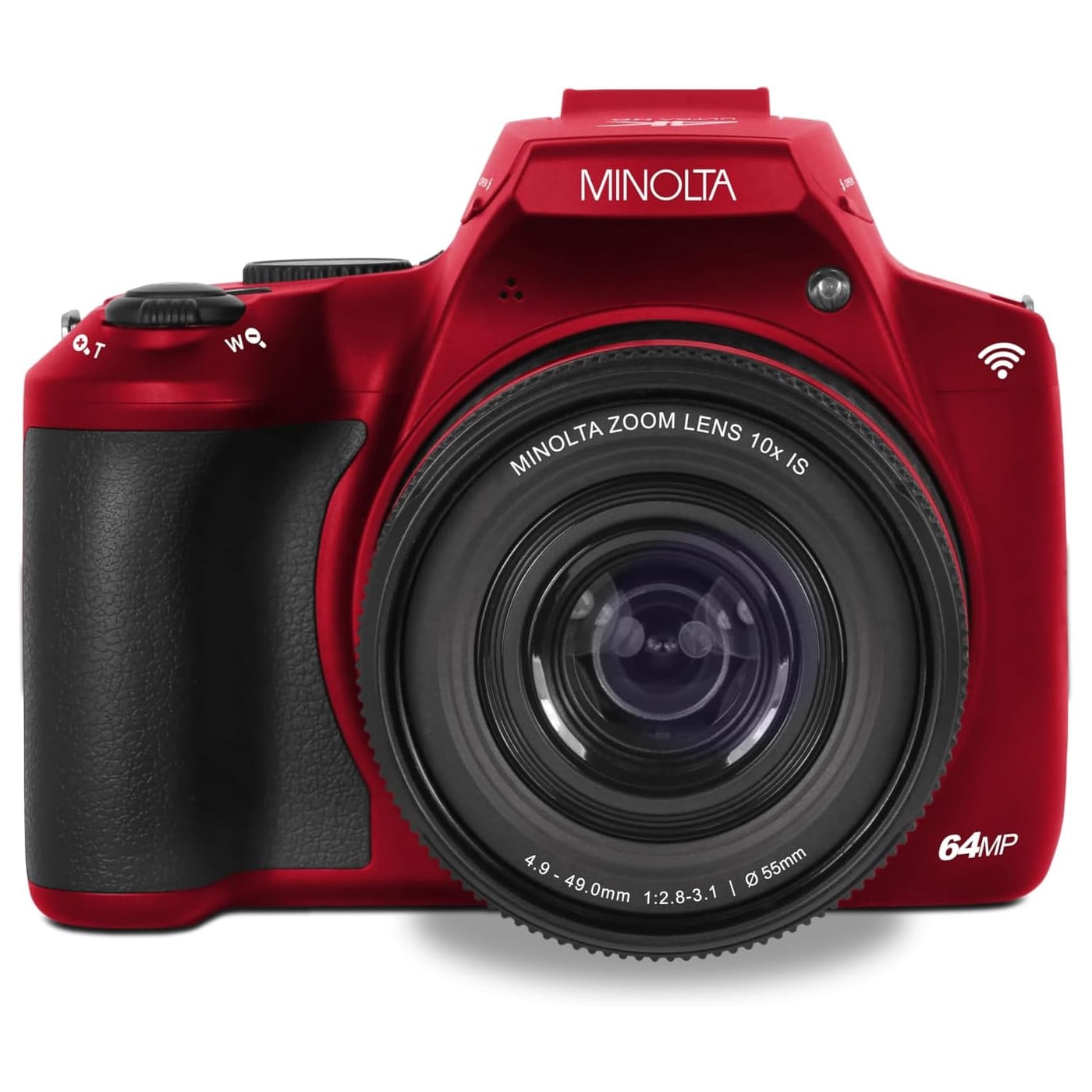 Minolta 64MP Auto Focus Digital Camera 10x Optical Zoom, 4K Ultra HD Video (Red)