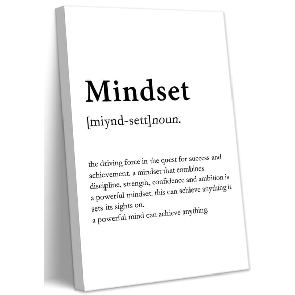 Inspirational Wall Art Mindset Definition Canvas Prints Motivational Quotes Prints Painting Black And White Positive Office Wall Decor For Living Room Bedroom Unframed 12x18inch(30x45cm)