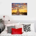 thumbnail image 4 of COMIO Cityscape Canvas Wall Art Nature Landscape Print Skyline Picture Eiffel Tower at sunset Painting Artwork Giclee for Living Bathroom Room Wall Decor 20x16 Frameless, 4 of 4