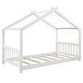 thumbnail image 5 of EUROCO Wood House-Shaped Twin Platform Bed for Kids, Low Profile House Bed, No Box Spring Needed, White, 5 of 10