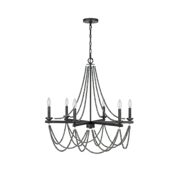 Tura 30 Inch Chandelier, Classic Chrome Beaded Candelabra Design