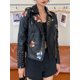 thumbnail image 2 of -Chaqueta corta con estampado Floral para mujer, abrigo de piel sintética con cremallera, color negro, estilo Retro, para primavera y otoño, 2 of 5