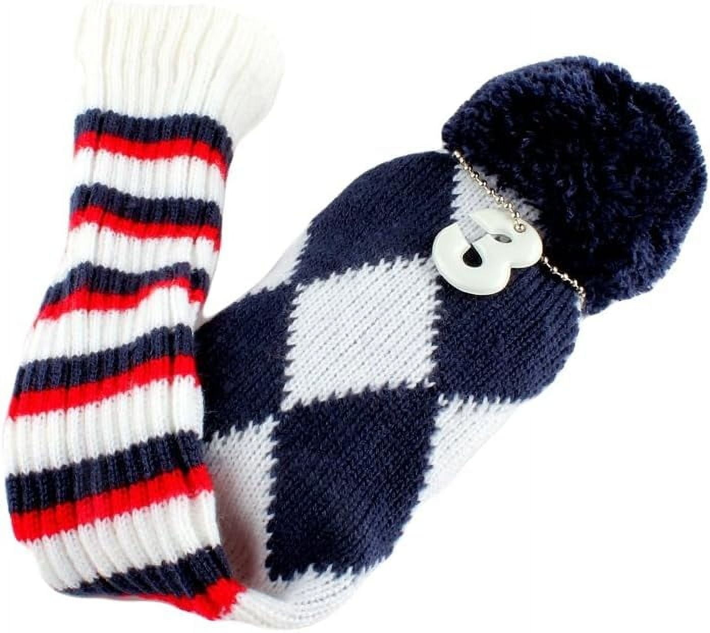 3 pcs/Set Golf Club Pom Pom Knit Cover for Driver, Fairway Wood and Hybrid HeadCovers