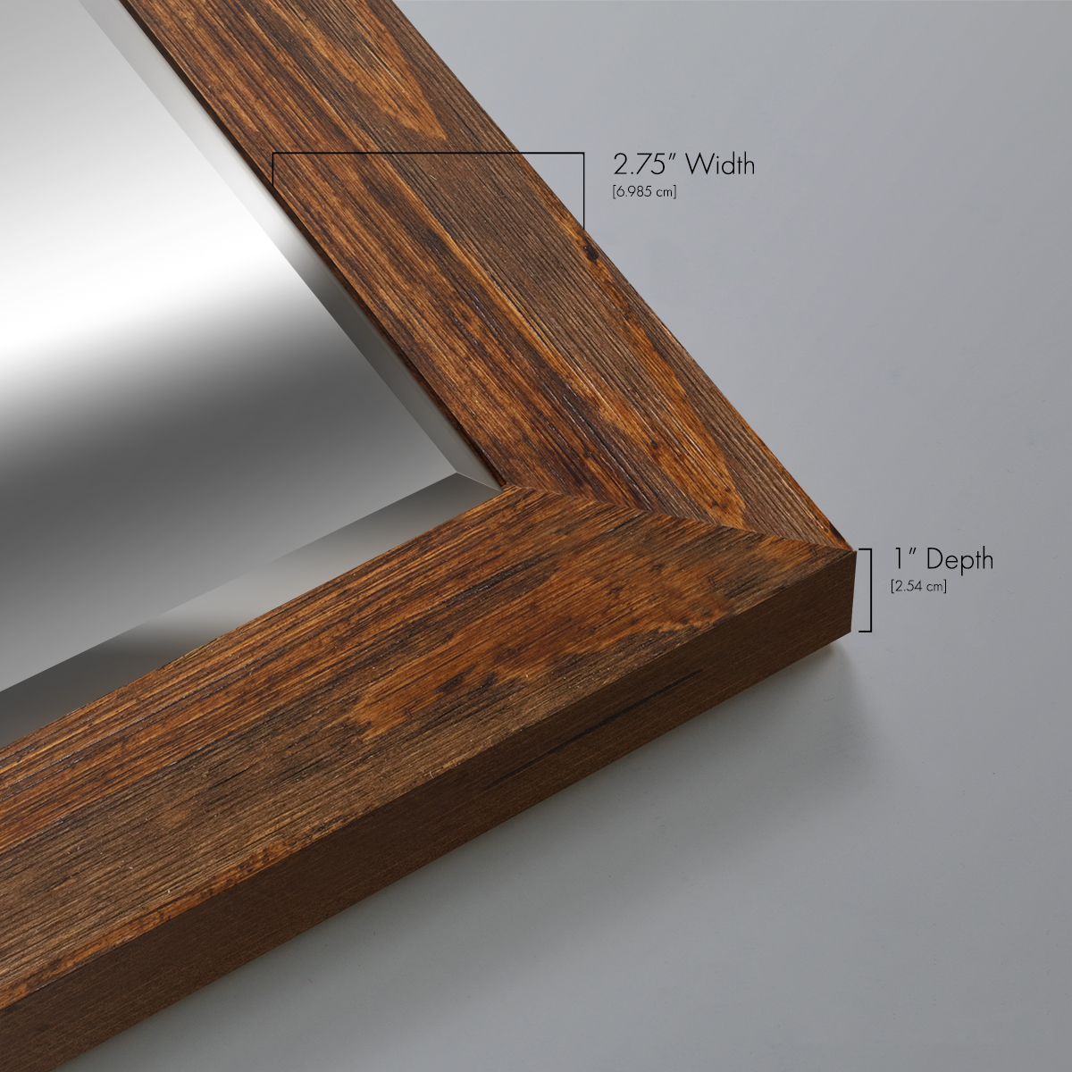 25 in. W x 61 in. H Framed Rectangle Beveled Edge Wood Full Length Mirror  in Maple