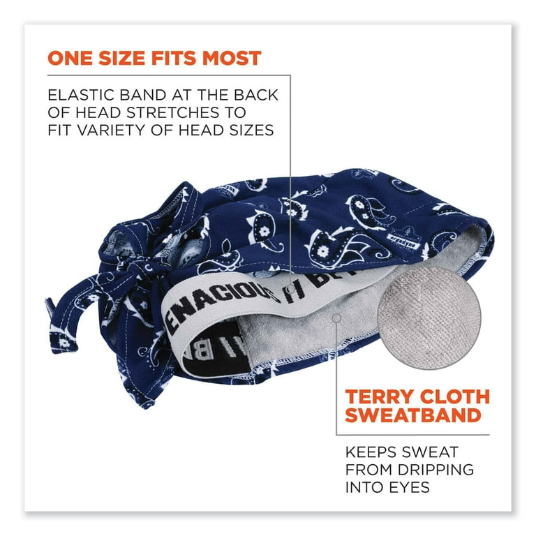 Chill-Its 6615 High-Perform Bandana Doo Rag with Terry Cloth Sweatband, One Size Fits Most, Blue, Ships in 1-3 Business Days Chill-Its 6615 High-Perform Bandana Doo Rag with Terry Cloth Sweatband, One Size Fits Most, Blue, Ships in 1-3 Business Days