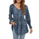 thumbnail image 5 of Camisas Para Mujer de Gran Tamaño de Moda Otoño Invierno Blusa Con Cuello en V Estampado Puff Manga Larga Camiseta Tops Odeerbi ODB133215, 5 of 6
