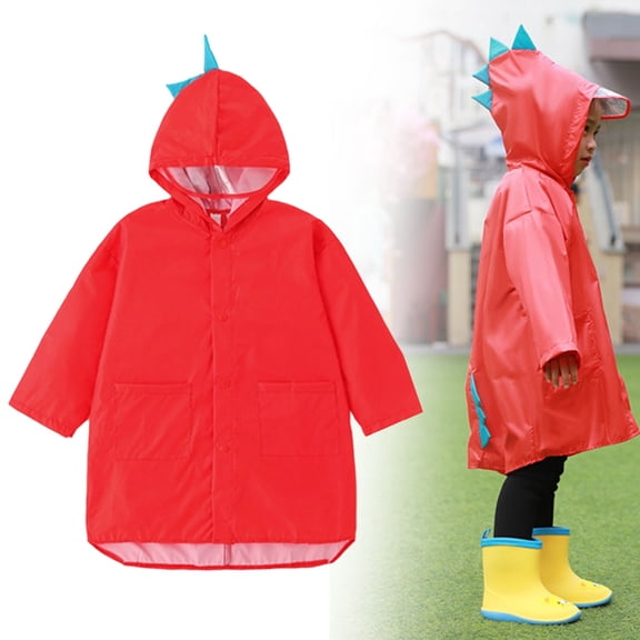 KaiXunRui L Kids Raincoat Baby Boys Girls Rain Jacket Dinosaur Hooded Rain Poncho With Storage Bag Lightweight Portable Toddler Rain Jacket for Years