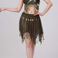 thumbnail image 5 of Womens Sheer Mesh Mini Skirts Bell Dance Handkerchief Hem Sequin See-Through Skirts Sparkly Gold Coins Black, Free Size, 5 of 7