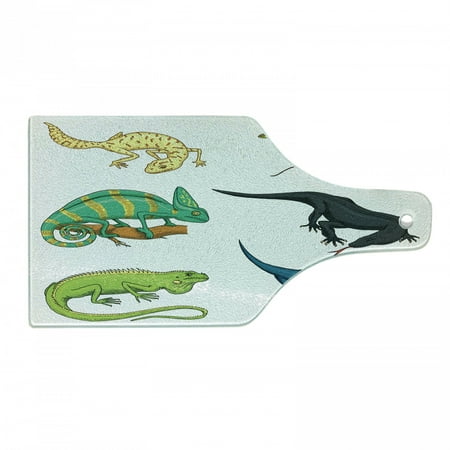 

Salamander Cutting Board Pattern of Colorful Exotic Reptiles Decorative Tempered Glass Cutting and Serving Board in 3 Sizes by Ambesonne