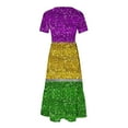 thumbnail image 4 of 2024 Summer Maxi Dress for Women Fashion Plus Szie Mardi Gras Printed Carnival Short Sleeve Crewneck Dress Casual Flowy Tiered Maxi Beach Dress With Pockets Up to 65% off!, 4 of 6