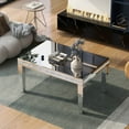 thumbnail image 2 of shunda K Fashionable Modern Glass Mirrored Coffee Table, Easy Assembly Cocktail Table with Crystal Design and Adjustable Height Legs, Silver, 2 of 5