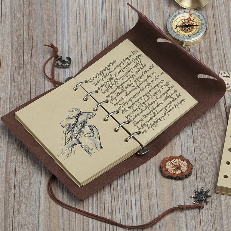 Naler Vintage Pu Leather Travel Pocket Notebook, Refillable photo 5