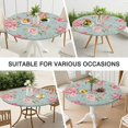 thumbnail image 3 of Fresh Floral Print Round Tablecloth with Elastic Edge, Durable Polyester Cover for Kitchen, Patio, or Dining Room, Fits 44-52 Inch Table, 3 of 3