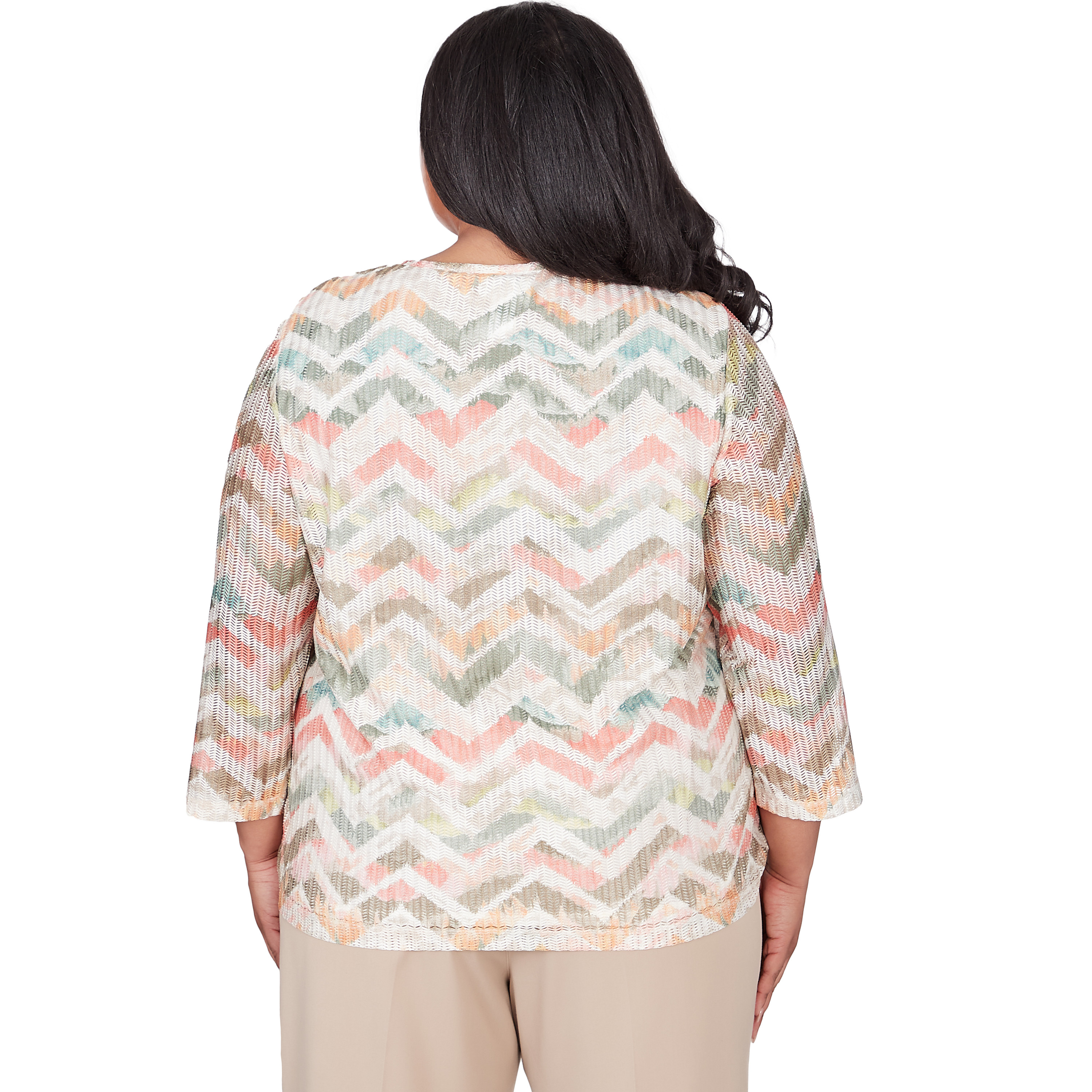 Alfred Dunner Womens Plus-Size Textured Chevron Top With Twisted Detail ...
