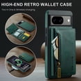 thumbnail image 2 of Case Designed for Google Pixel 9 / 9 Pro, Detachable Back Card Pockets, Magnetic Zipper PU Leather Kickstand Classic Rugged RFID Blocking Phone Case Cover for Google Pixel 9 / 9 Pro, Green, 2 of 14